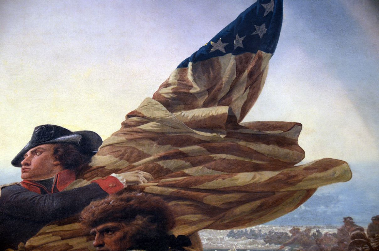 760D Washington Crossing the Delaware Flag Close Up - Emanuel Leutze 1851- American Wing New York Metropolitan Museum of Art